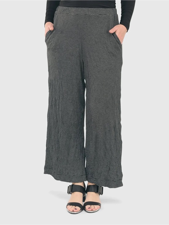 Alembika Pants - Alembika Linea Crinkle Pants, Black Striped, Size 4 (US 12-14)